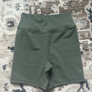 Ptula Olive Green High-Waisted Biker Shorts medium